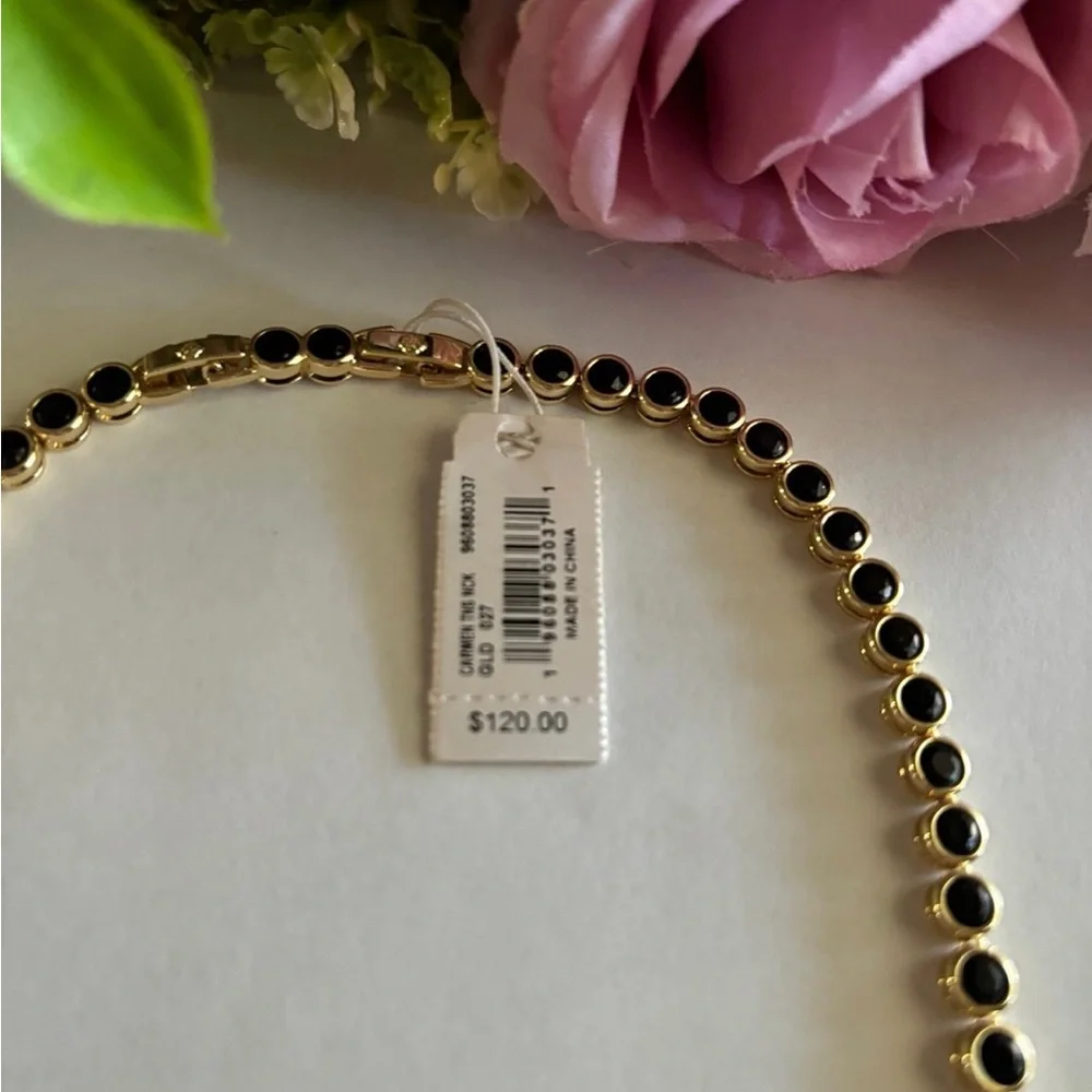 NWT Kendra Scott Carmen Tennis Necklace in Gold black - Picture 6 of 9